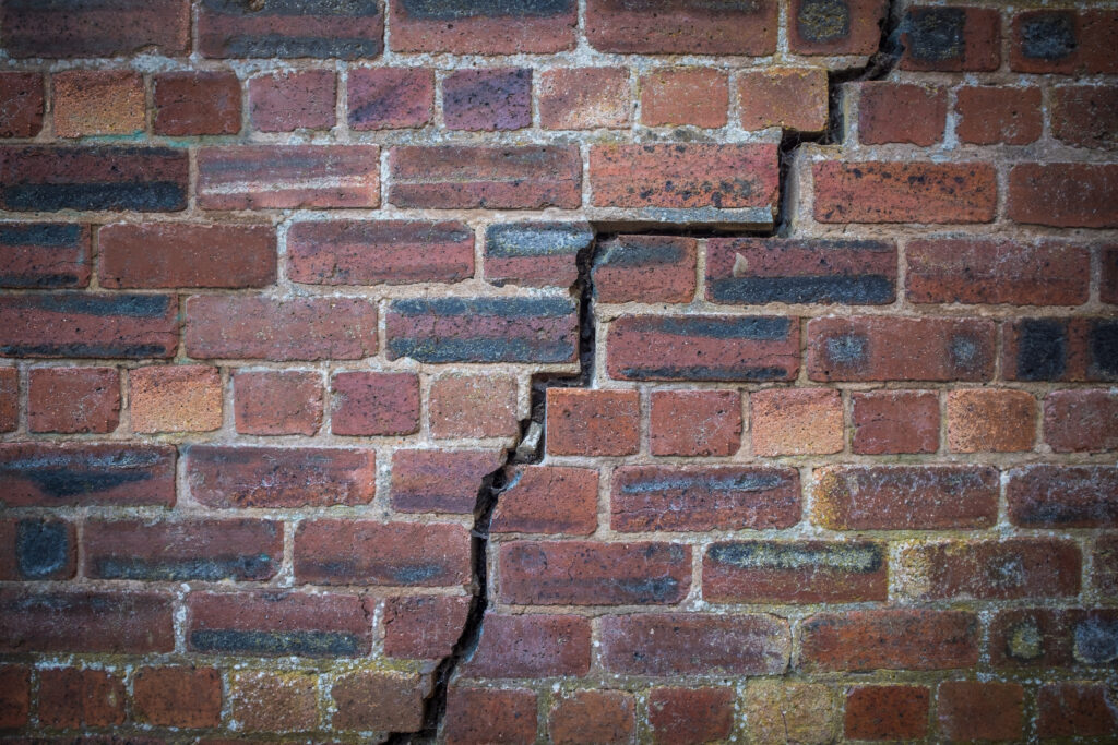 Stepped crack in brickwork